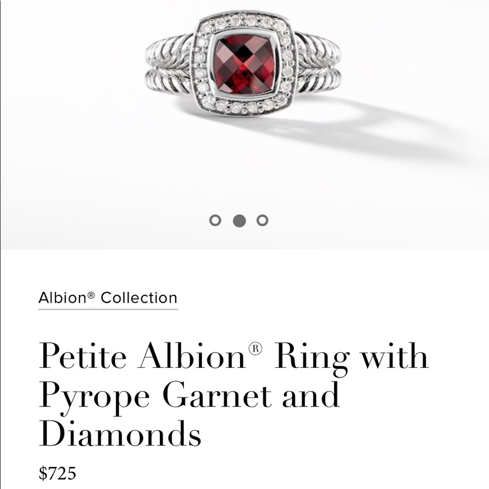 David Yurman Petite Albion ring w/ Garnet/diamonds